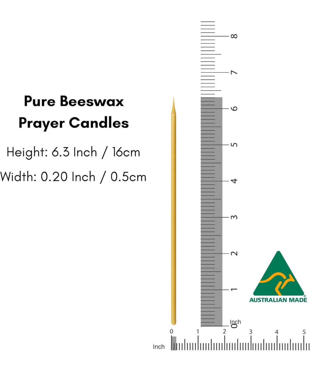 50pcs Pure Beeswax Thin Candles (5mm x 160mm)