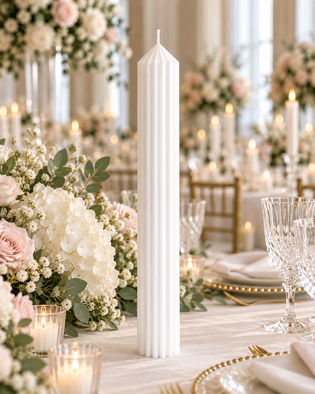 Large Fluted Pillar Candle (43cm x 6cm)