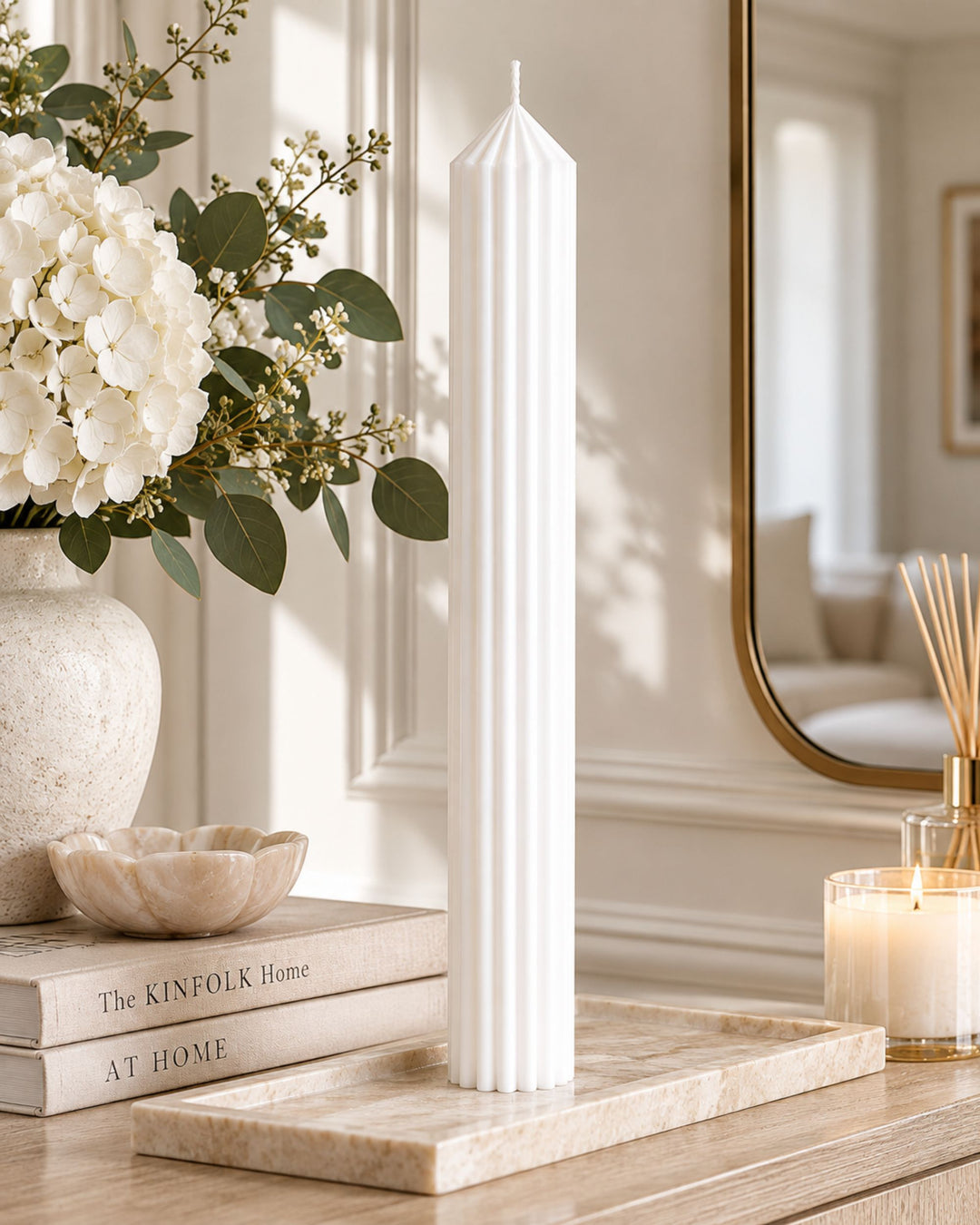 Large Fluted Pillar Candle (43cm x 6cm)