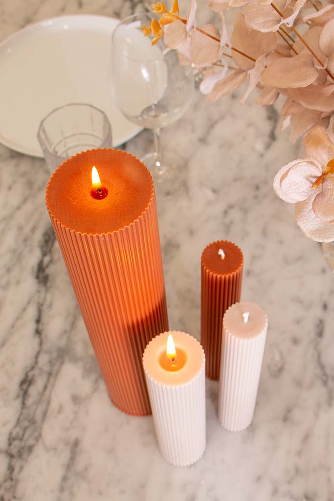 4cm x 15cm Fluted Pillar Candle Luxora