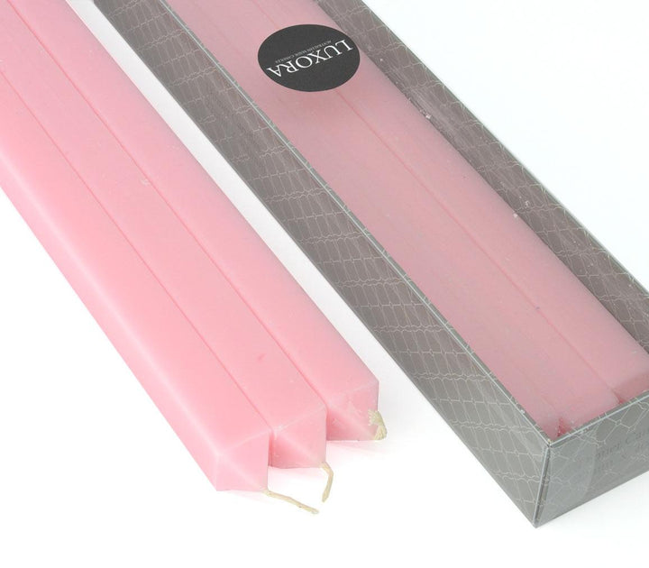 Pink Square Dinner Candles (22mm x 400mm) - 6pcs - Luxora