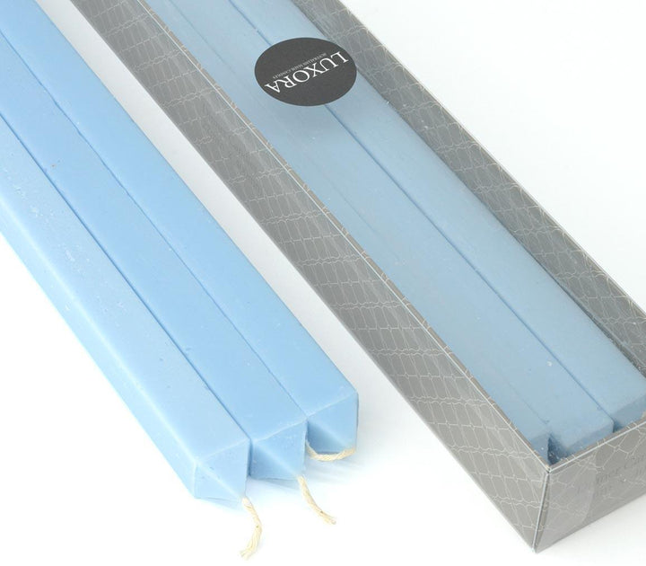 Blue Square Dinner Candles (22mm x 400mm) - 6pcs - Luxora