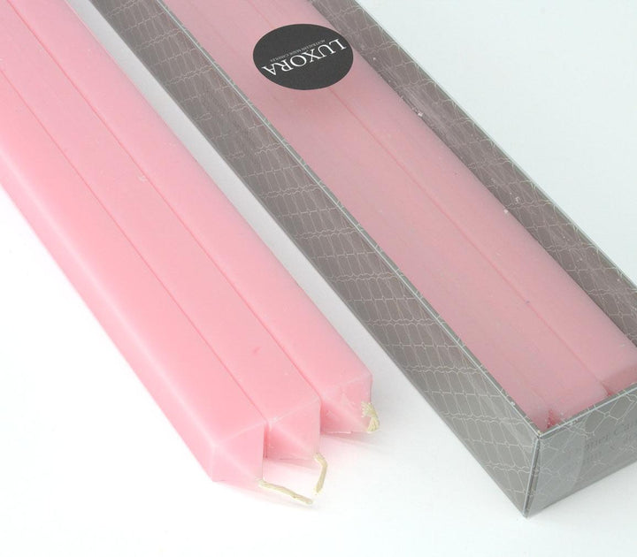 Pink Square Dinner Candles (22mm x 400mm) - 6pcs - Luxora