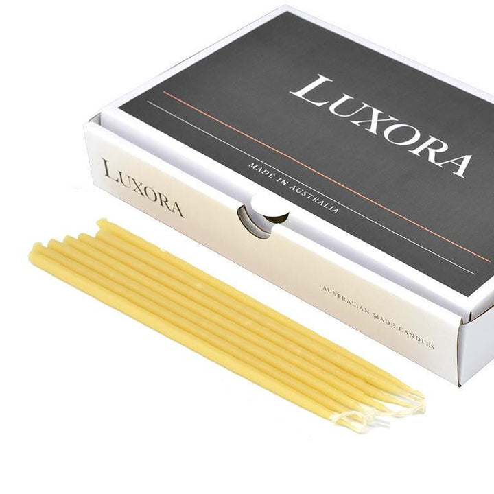 7mm x 220mm Pure Beeswax Taper (100pcs) - Luxora