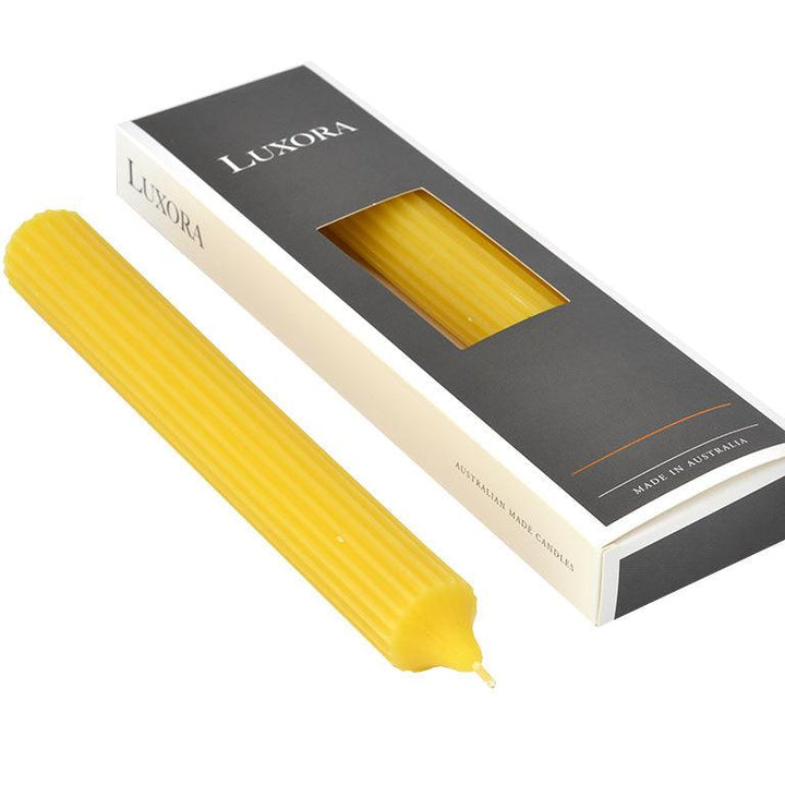 35mm x 250mm Ribbed Pure Beeswax Candle (2pcs) - Luxora